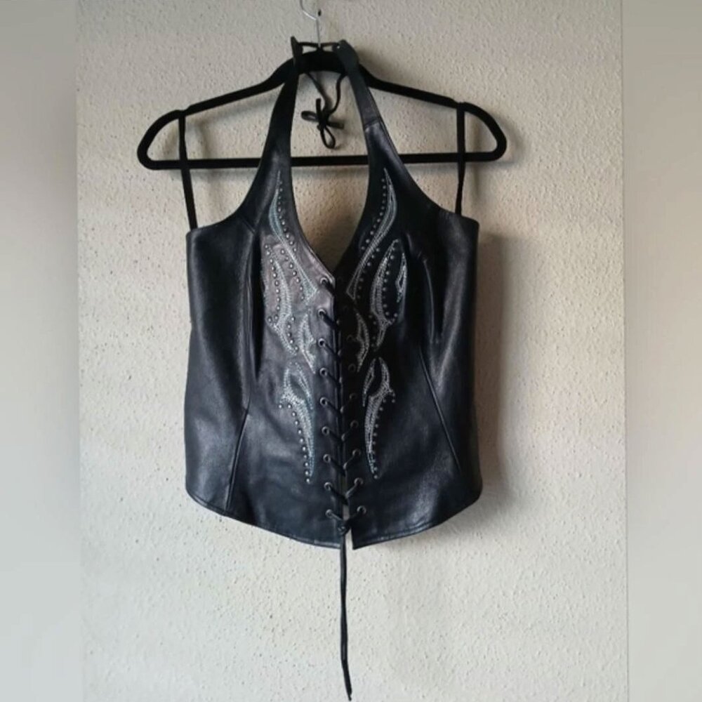 Harley Davidson Women's Black and Blue Corset